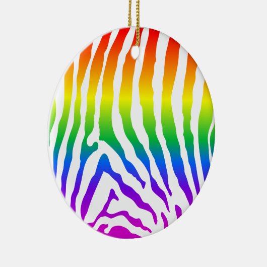 Rainbow Zebra Pattern Keramisch Ornament (Rechts)