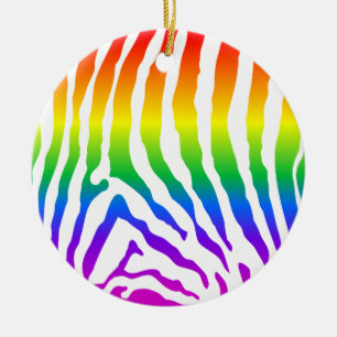Rainbow Zebra Pattern Keramisch Ornament