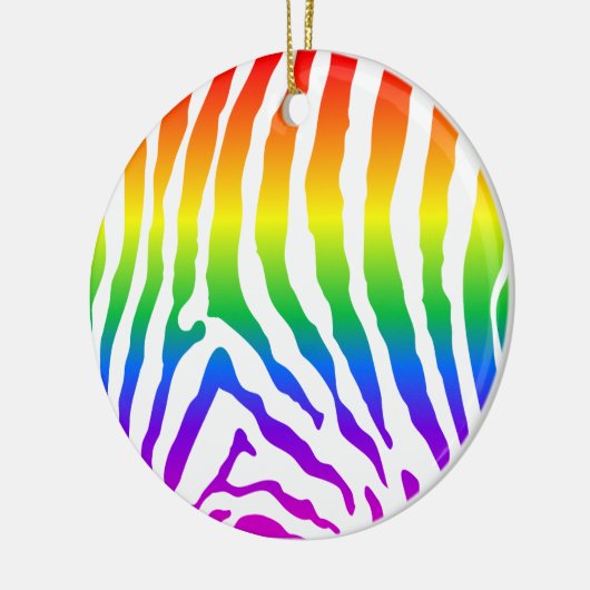 Rainbow Zebra Pattern Keramisch Ornament (Links)