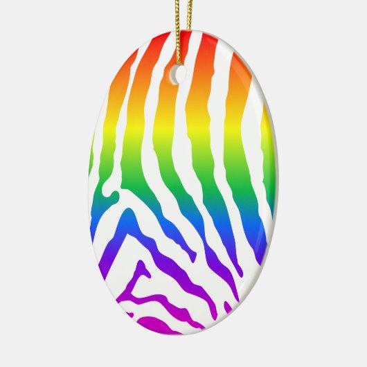 Rainbow Zebra Pattern Keramisch Ornament (Links)