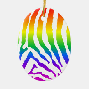 Rainbow Zebra Pattern Keramisch Ornament