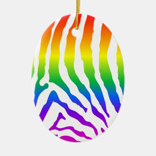 Rainbow Zebra Pattern Keramisch Ornament (Voorkant)