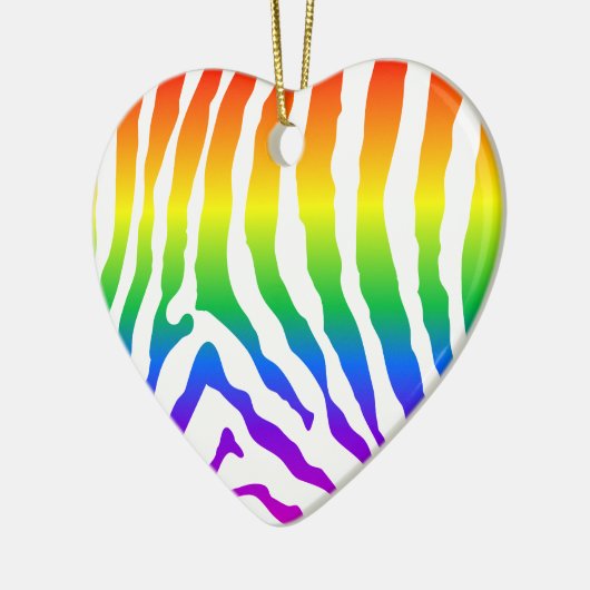 Rainbow Zebra Pattern Keramisch Ornament (Links)
