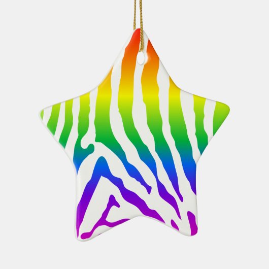Rainbow Zebra Pattern Keramisch Ornament (Rechts)