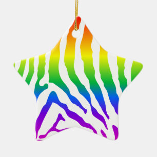 Rainbow Zebra Pattern Keramisch Ornament