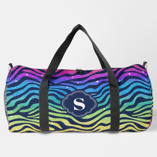 Rainbow Zebra Pattern Monogrammed Plunjezak (Achterkant)