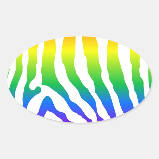Rainbow Zebra Pattern Ovale Sticker (Voorkant)