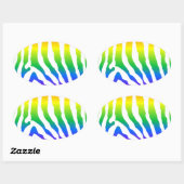 Rainbow Zebra Pattern Ovale Sticker (Vel)