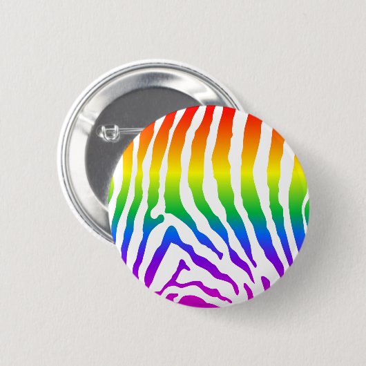 Rainbow Zebra Pattern Ronde Button 5,7 Cm (Voorkant /achterkant)