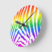 Rainbow Zebra Pattern Ronde Klok (Hoek)