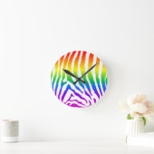 Rainbow Zebra Pattern Ronde Klok (Huis)