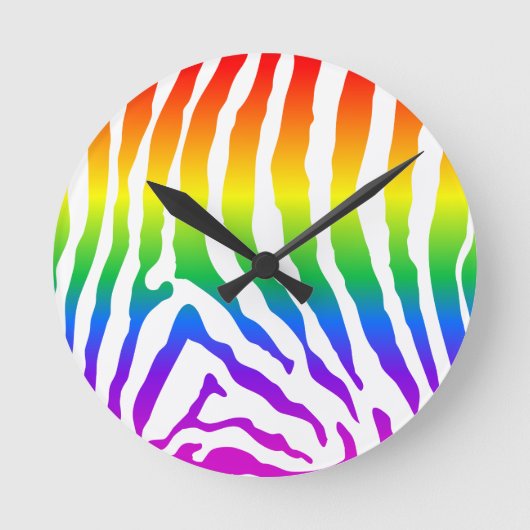 Rainbow Zebra Pattern Ronde Klok (Voorkant)