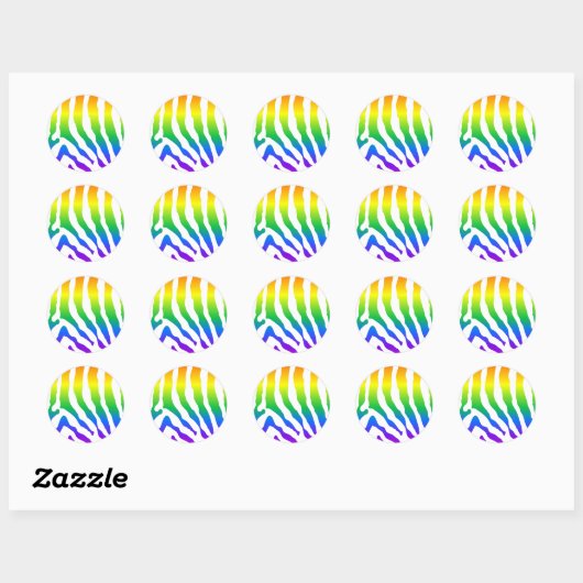 Rainbow Zebra Pattern Ronde Sticker (Vel)