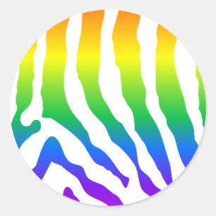 Rainbow Zebra Pattern Ronde Sticker