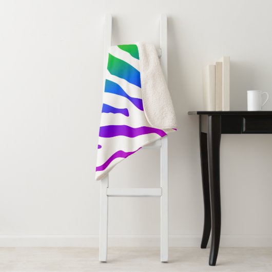 Rainbow Zebra Pattern Sherpa Deken (In situ)