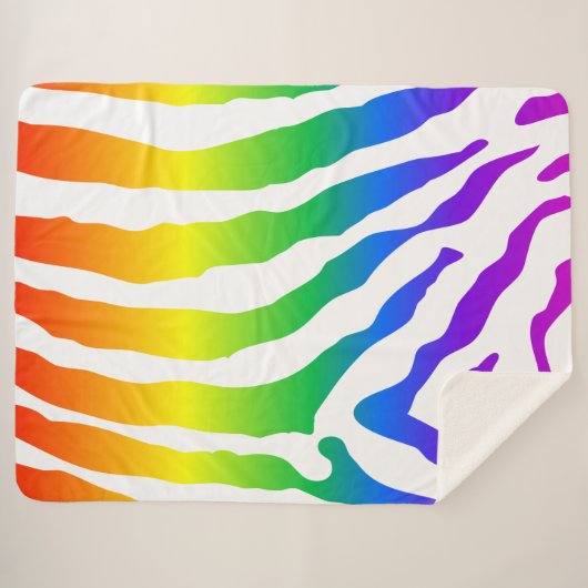 Rainbow Zebra Pattern Sherpa Deken (Voorkant (horizontaal))