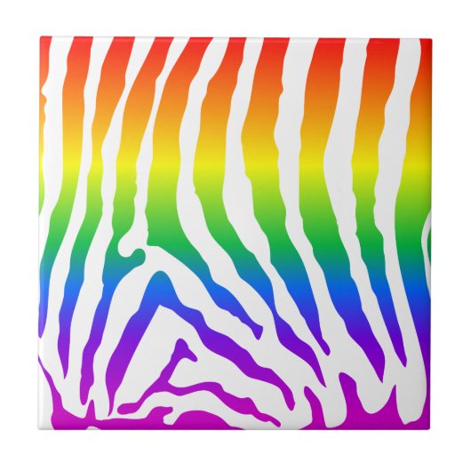 Rainbow Zebra Pattern Tegeltje (Voorkant)