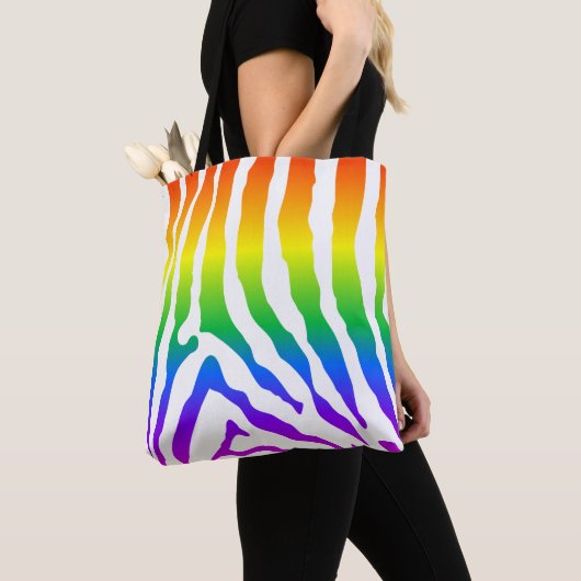Rainbow Zebra Pattern Tote Bag (Dichtbij)