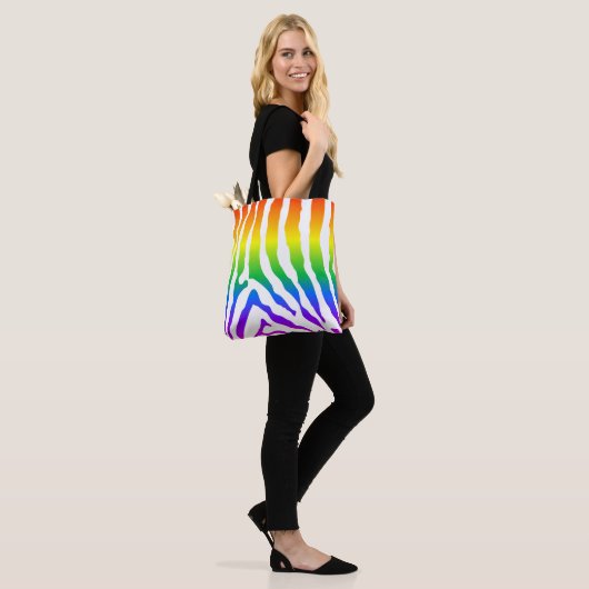 Rainbow Zebra Pattern Tote Bag (Op model)