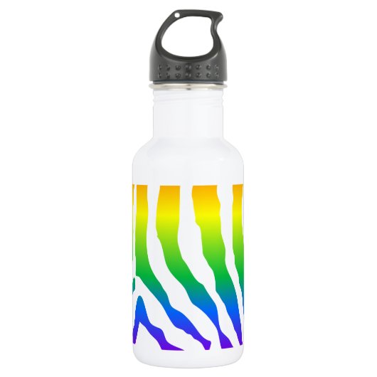 Rainbow Zebra Pattern Waterfles (Voorkant)