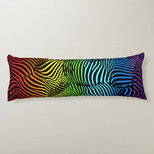 Rainbow Zebra Patterned Striped Body Pillow Lichaamskussen (Achterkant)