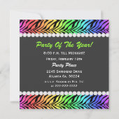 Rainbow Zebra & Pearl Birthday Invitation Kaart (Achterkant)