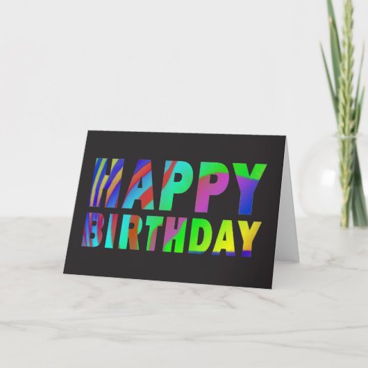 Rainbow Zebra Print Birthday Card Kaart (Voorkant)