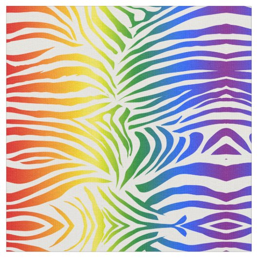 Rainbow Zebra Print Bold en Bright LGBT Stof (Close Up)