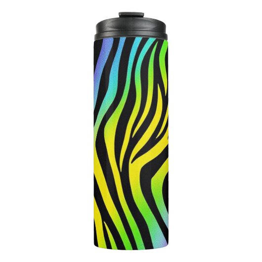 Rainbow Zebra Print – Kleurrijk en onverschrokken. Thermosbeker (Voorkant)