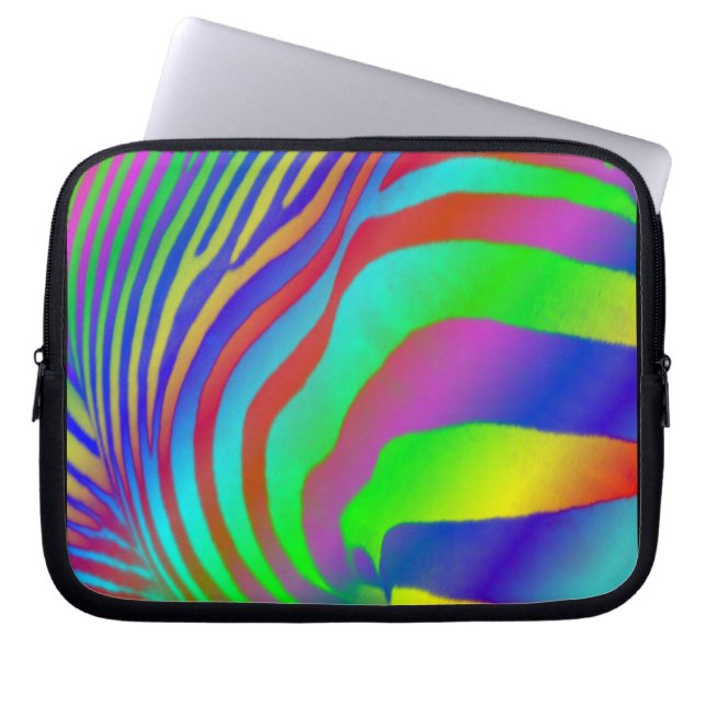 Rainbow Zebra Print Laptop Sleeve (Voorkant)