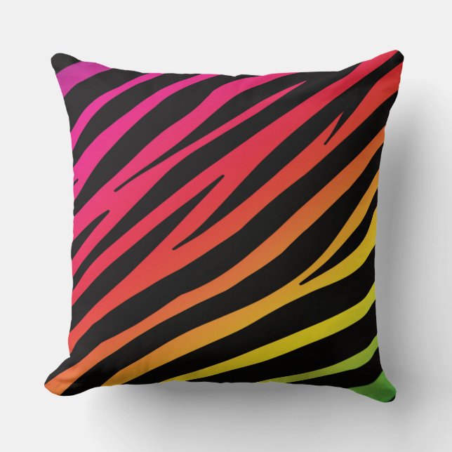 Rainbow zebra print meerdere kleuren kussen (Voorkant)