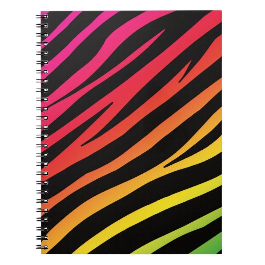 Rainbow zebra print meerdere kleuren notitieboek (Voorkant)