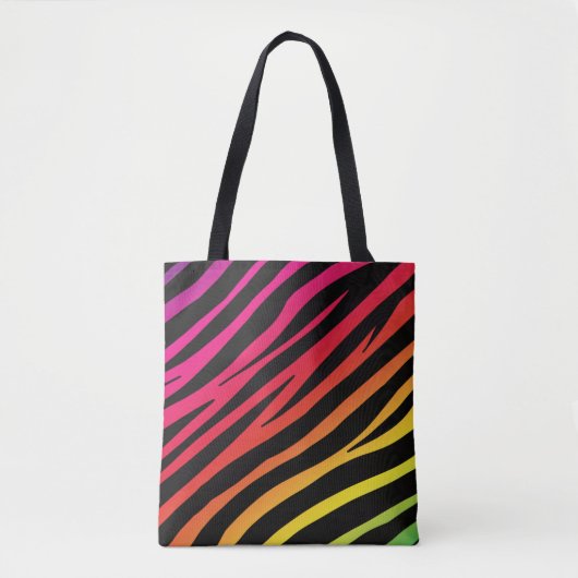 Rainbow zebra print meerdere kleuren tote bag (Voorkant)