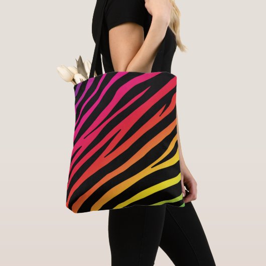 Rainbow zebra print meerdere kleuren tote bag (Dichtbij)