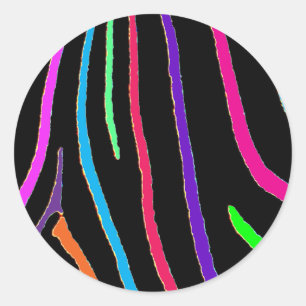 Rainbow Zebra Print Ronde Sticker