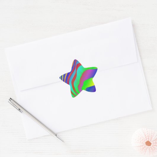 Rainbow Zebra Print Ster Sticker (Envelop)