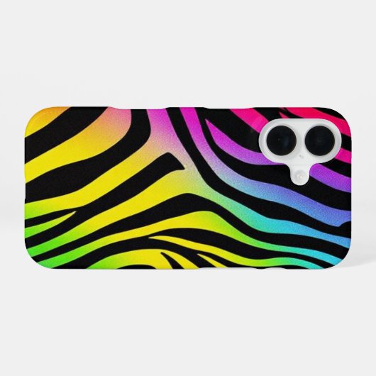 Rainbow Zebra Print Telefoonhoes iPhone 16 Hoesje (Achterkant horizontaal)