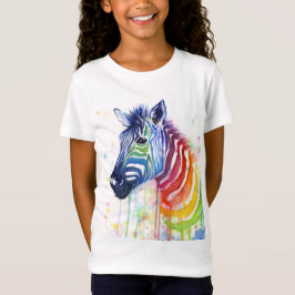 Rainbow Zebra Waterverf Kinder Shirt