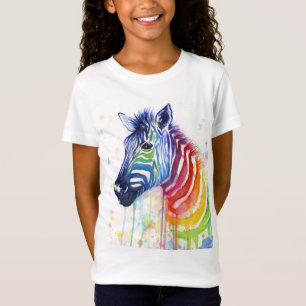 Rainbow Zebra Waterverf Kinder Shirt