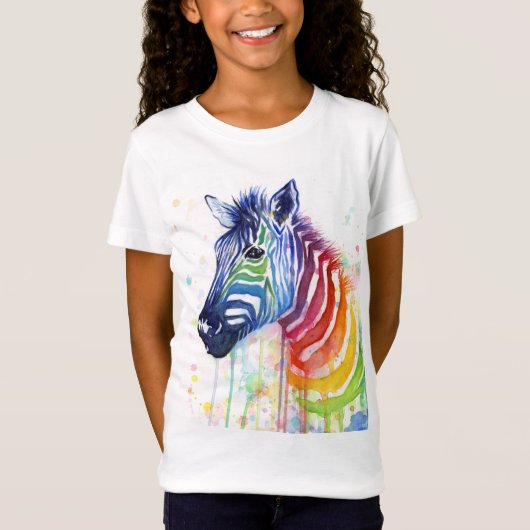 Rainbow Zebra Waterverf Kinder Shirt (Voorkant)