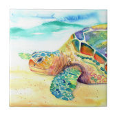 Rainbow Zee Turtle Tegeltje (Voorkant)