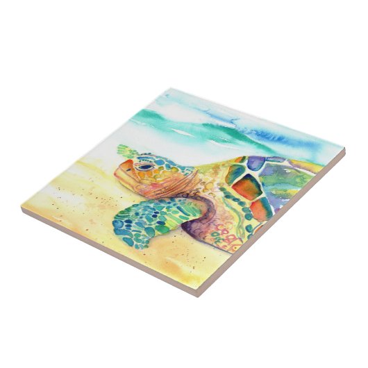 Rainbow Zee Turtle Tegeltje (Zijkant)