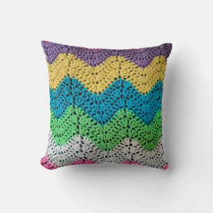 Rainbow Zigzag Crochet Design  Kussen