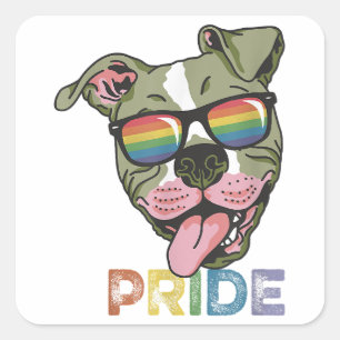 Rainbow Zonnebril Hond LGBT Gay Pride Vlag Kopie Vierkante Sticker