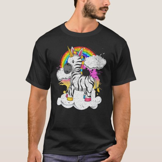 Rainbow Zoo Animal Fantasy Creature Zebraorn Zebr T-shirt (Voorkant)