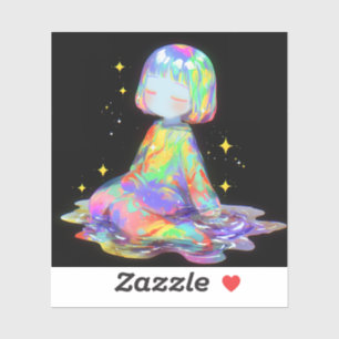 Rainbowcore Slaperige Chibi Droomdruppel Sticker
