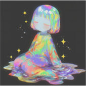 Rainbowcore Slaperige Chibi Droomdruppel Sticker (Voorkant)