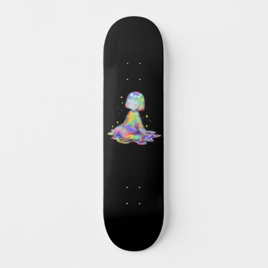 Rainbowcore Sleepy Chibi Drip Dream Persoonlijk Skateboard (Voorkant)