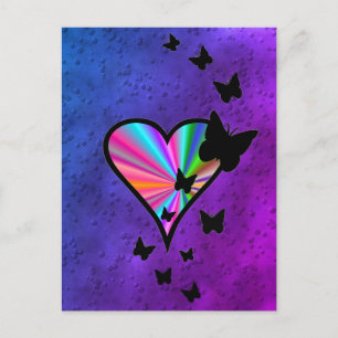Rainboweart en vlinder briefkaart