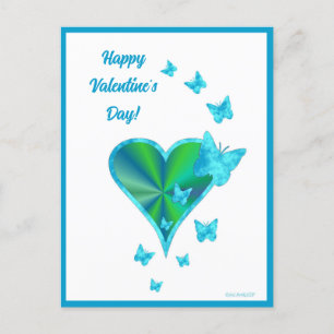 Rainboweart en vlinder briefkaart